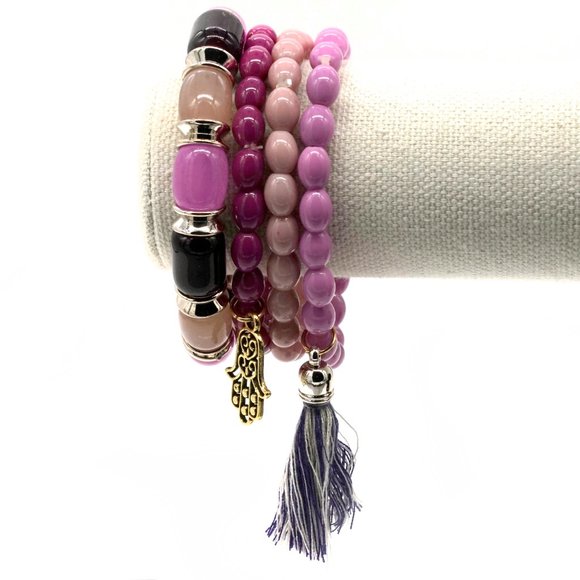 Bracelet with 4 stands and charm plus tassel. OS - Picture 3 of 3